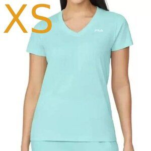 New FILA Women's Activewear Cotton V-neck short-sleeved top Green Mint, size XS